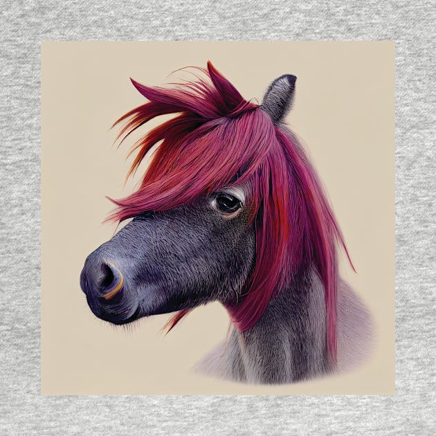 Shetland Pony Pink Maned Horse by Geminiartstudio